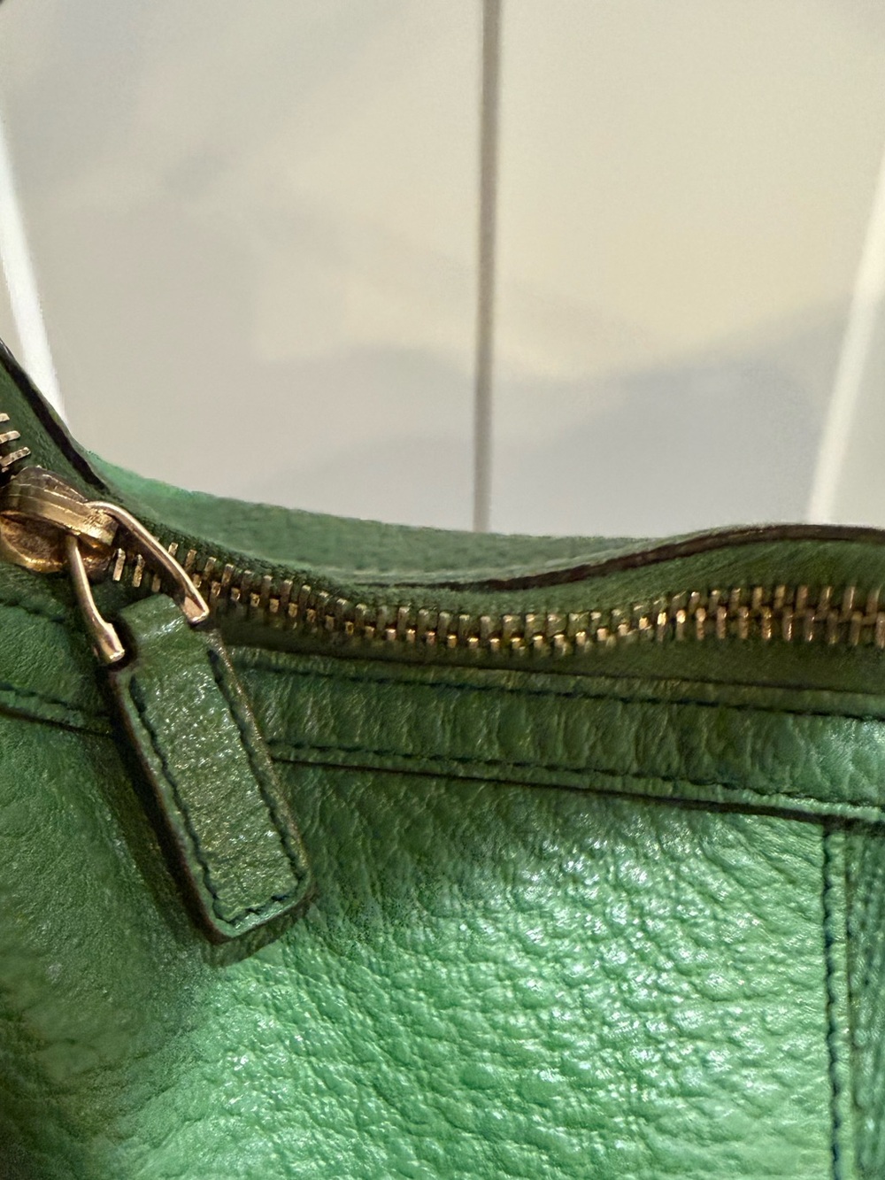 Gucci Web Blondie Green Pebbled Leather Hobo Bag Gold Hardware - Picture 9 of 11
